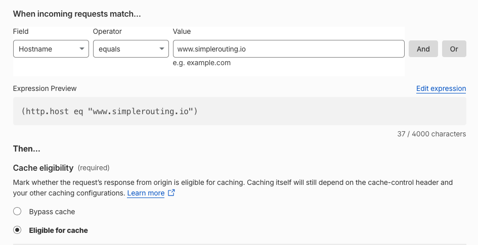 cloudflare cache rule setup
